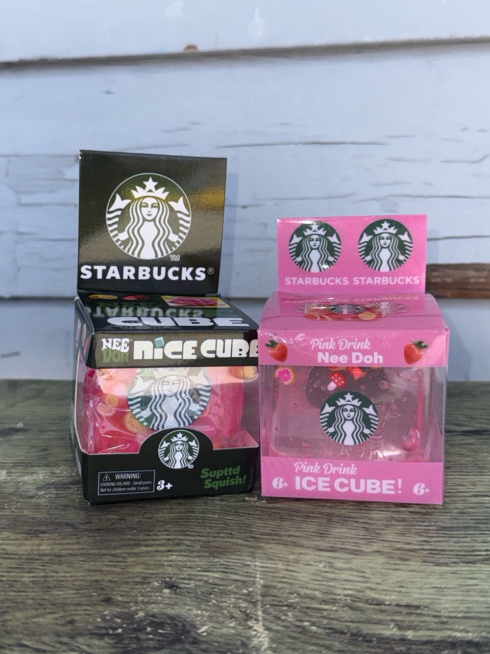 Starbucks Pink Drink Ice Cube Squishy Collectible Pair